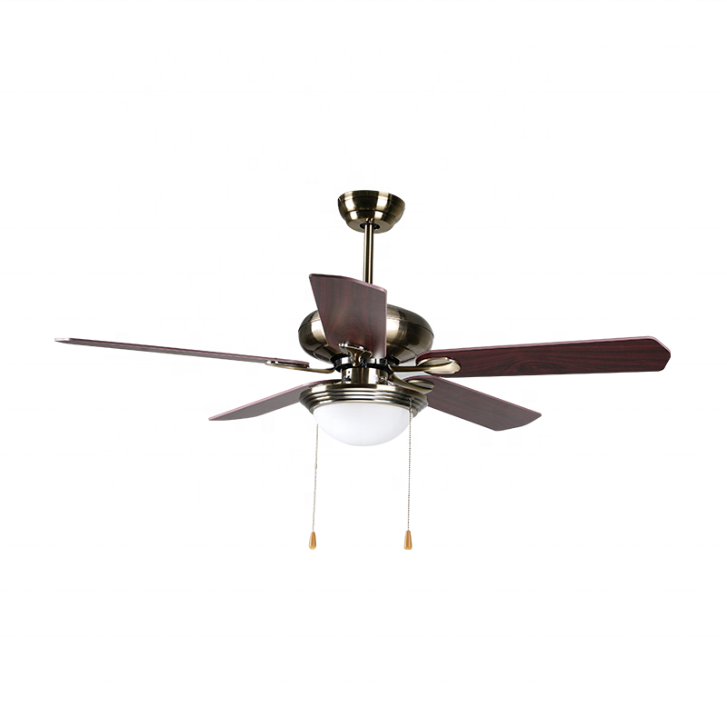 Wood Grain Color Fashion 52 "hook Leaf Ceiling Fan with Lamp And Remote Control